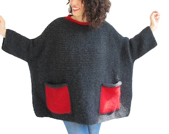 Hand Knit Sweater, Wool Woman Sweater, Oversized Sweater, Oversized Jumper, Plus Size Sweater, Loose Fit Sweater