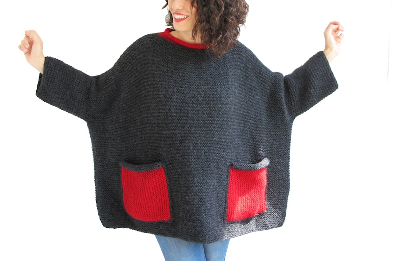 Hand Knit Sweater, Wool Woman Sweater, Oversized Sweater, Oversized Jumper, Plus Size Sweater, Loose Fit Sweater image 1