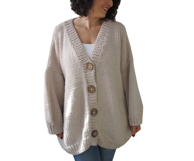 Chunky Cardigan, Hand Knit Cardigan, Oversize Cardigan, Loose Fit Cardigan, Plus Size Cardigan image 3