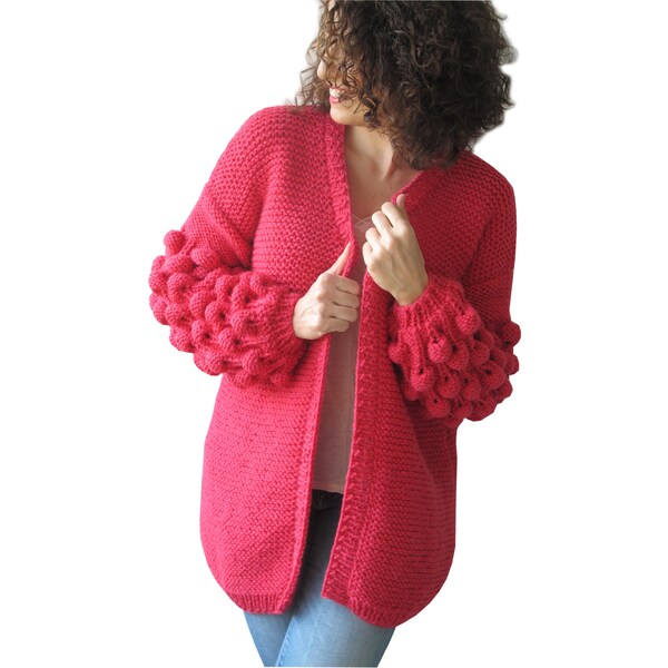 Chunky Knit Cardigan, Knitwear, Knit Sweater, Chunky Knit Sweater, Hand Knitted Bubble Cardigan