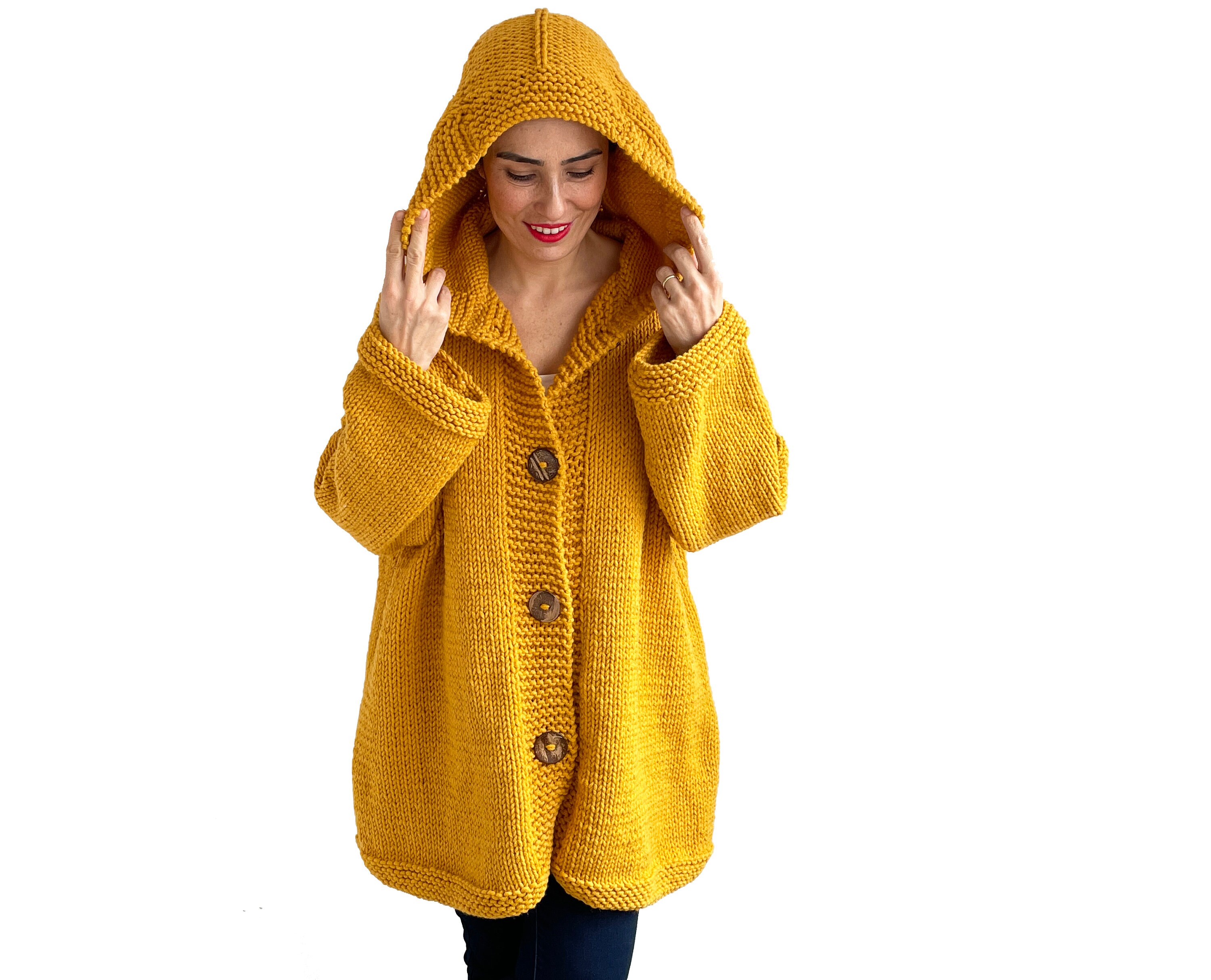 IQYU Gebreid vest voor dames, grof gebreid, warm