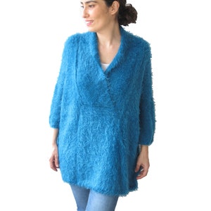 Hand Knitted Sweater, Plus Size Jumper, Over Size Sweater, Hand Knit Jumper, Woman Jumper, Slouchy Sweater, Blue Wool Sweater