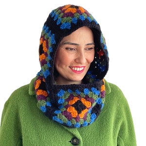 Crochet Balaclava, Winter Hat, Granny Square Balaclava,Handmade Colorful Balaclava, Granny Square Hat, Crochet Winter Hat, Unisex Balaclava