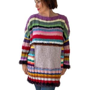 Patchwork Sweater, Wool Woman Sweater, Colorful Sweater, Boho Style, One Of A Kind Sweater
