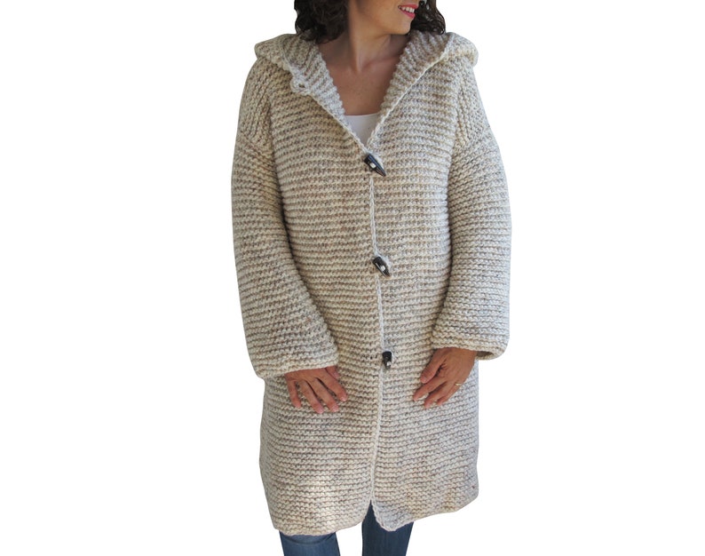 Knit Cardigan, Maxi Cardigan, Casual Cardigan, Hooded Coat, Hooded Knitted Coat, Long Cardigan, Wool Overcoat image 2