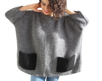 Hand Knit Sweater, Wool Woman Sweater, Oversized Sweater, Oversized Jumper, Plus Size Sweater, Loose Fit Sweater