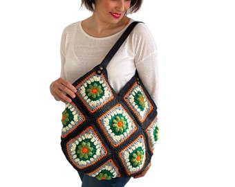 Afghan Bag, Granny Square Bag, Tote Bag, Granny Square Crochet Bag, Crochet Bag, Shoulder Bag, Beach Bag, Mama Bag, Mama Staff Bag, Handbag