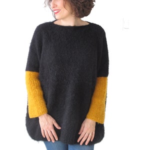 Hand Knit Sweater, Black Sweater, Casual Sweater
