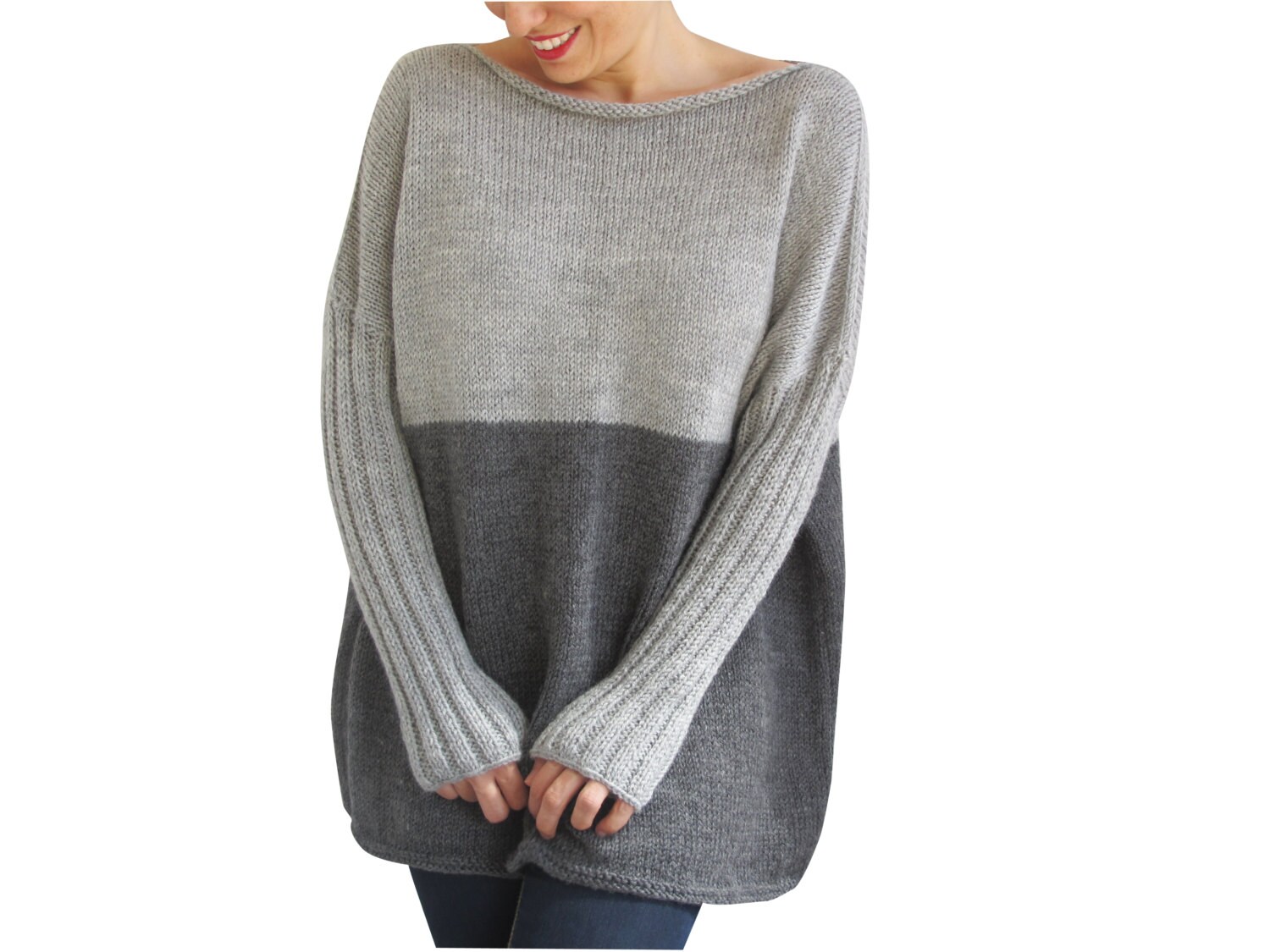 NEW Dark Gray Light Gray Sweater Plus Size Over Size Etsy