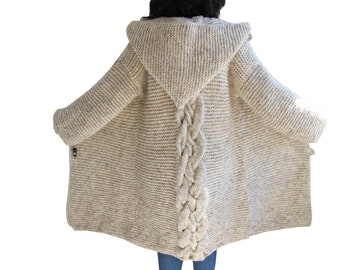 Strickjacke, Maxi Cardigan, Casual Cardigan, Kapuzenmantel, Kapuzenstrickjacke, Langer Strickjacke, Woll overcoat