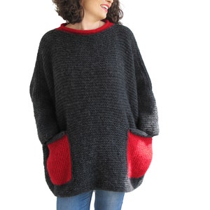 Hand Knit Sweater, Wool Woman Sweater, Oversized Sweater, Oversized Jumper, Plus Size Sweater, Loose Fit Sweater image 4
