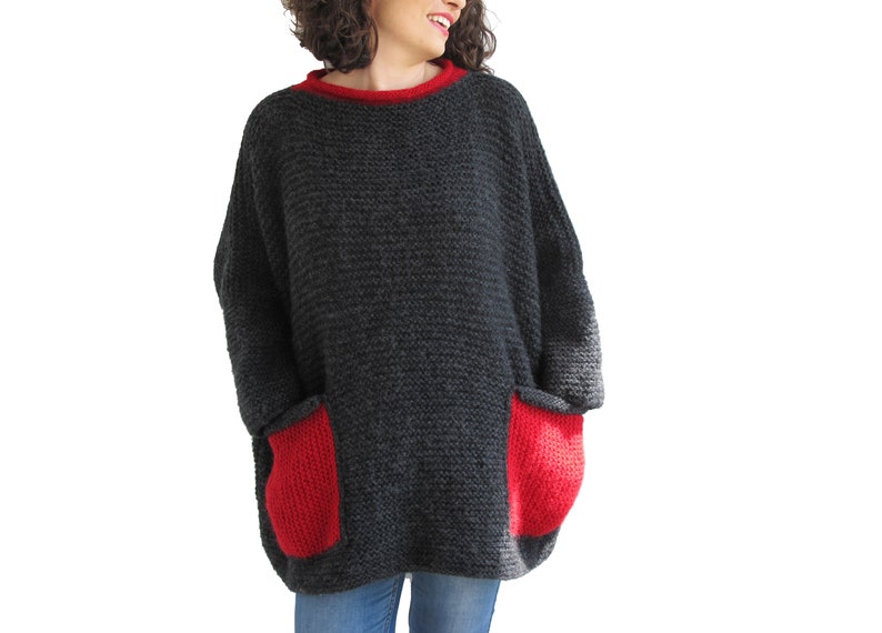 Hand Knit Sweater, Wool Woman Sweater, Oversized Sweater, Oversized Jumper, Plus Size Sweater, Loose Fit Sweater image 4