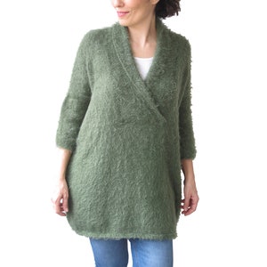 Hand Knitted Sweater, Plus Size Jumper, Over Size Sweater, Hand Knit Jumper, Woman Jumper, Slouchy Sweater, Green Wool Sweater