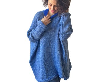 Hand Knit Oversize Sweater, Lightweight Warm Knit, Soft Non Itchy Yarn, L–3XL, Minimal Basic Women Sweater