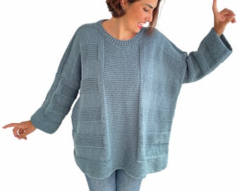 Pull pour femme, pull en laine, pull tricoté à la main, maille