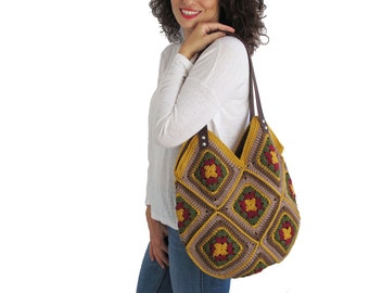 Afghanische Tasche, Oma Tasche, Oma Square Tasche, Oma Square Häkeltasche, Umhängetasche, Strandtasche, Mama Tasche, Mama Staff Bag, Handtasche