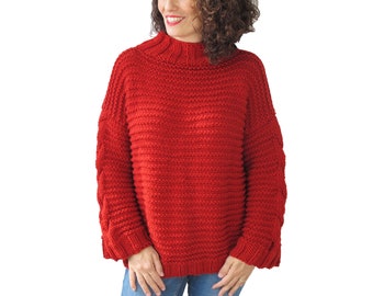 Chunky Sweater, Cable Knit Sweater, Hand knit Sweater, Wool Sweater, Woman Sweater, Wool Jumper, Hand Knit Jumper