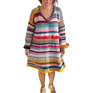 Knit Dress, Knitted Dress, Wool Dress, Boho Style Dress, One of a Kind, Plus Size Dress