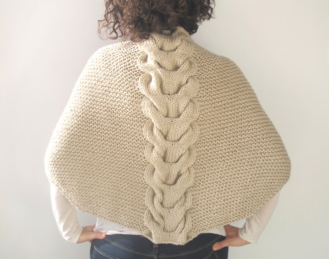 Ecru Shawl With Cable Knit by Afra Etsy
