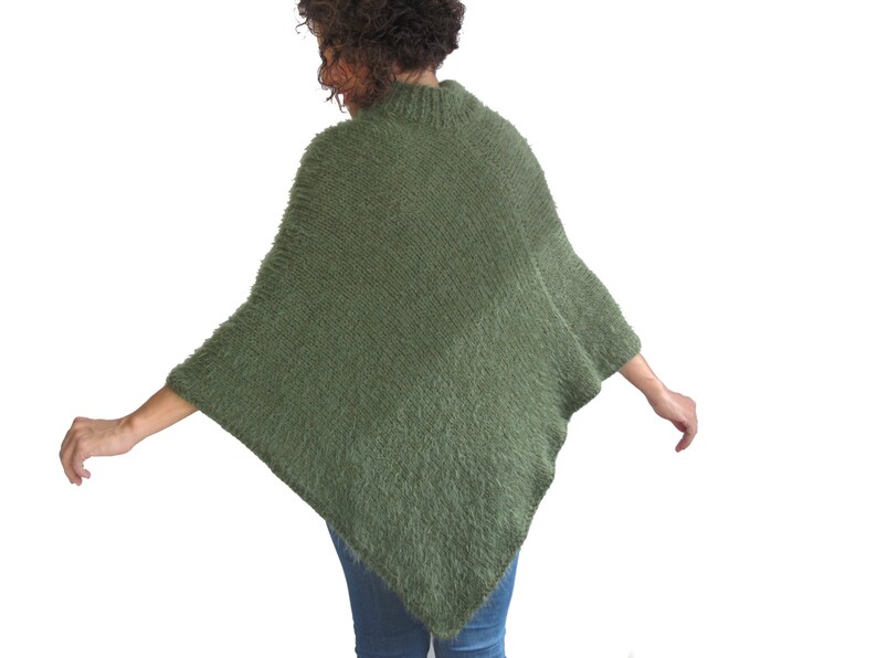 Hand Knitted Turtleneck Poncho Sweater
