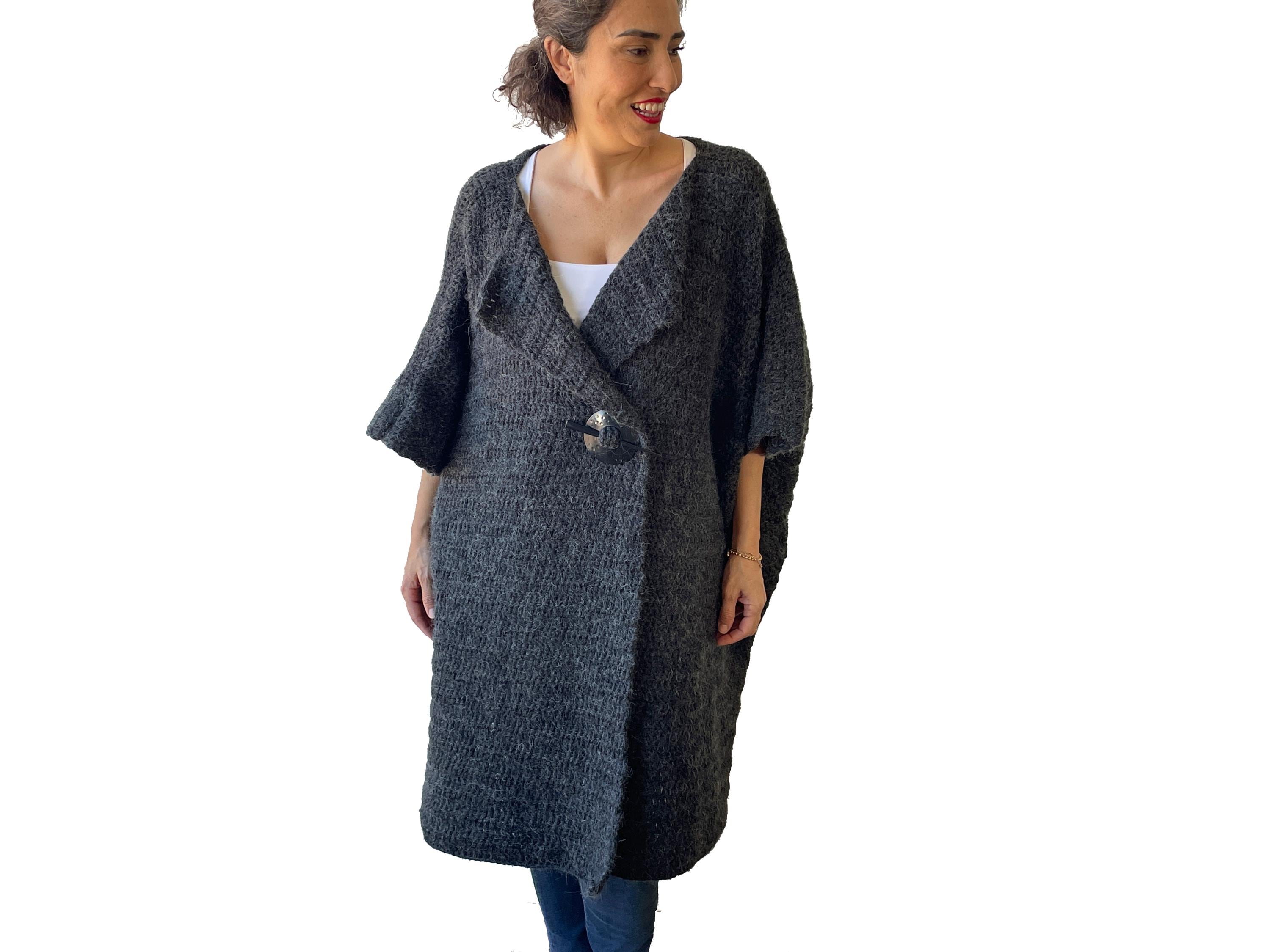 Cardigan Rouge Aquarelle En Mohair Et Laine - Très Doux Et Chaud, Taille L (40/42)
