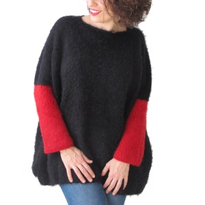 Hand Knit Sweater, Black Sweater, Casual Sweater