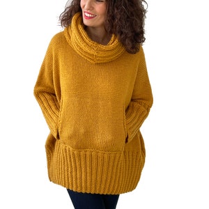 Angora Sweater, Knit Sweater, Oversize Sweater, Plus Size Sweater, Accordion Neck Sweater, Kangaroo Pocket