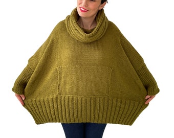 Plus Size Sweater, Angora Sweater, Knit Sweater, Oversize Sweater, Accordion Neck Sweater, Kangaroo Pocket