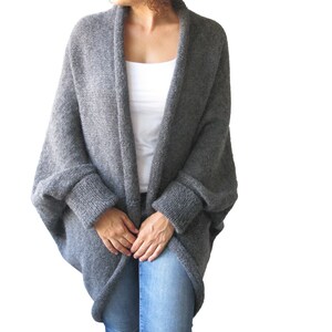 Over Size Plus Size Gray Wool Overcoat Poncho Cardigan image 4