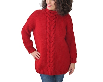 Chunky Hand Knit Sweater, Oversize Sweater, Plus Size Jumper,Hand knit Sweater, Wool Oversize Woman Pullover,  Slouchy  Cable Knit Sweater