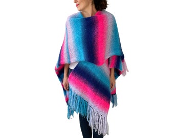 Wool Poncho, Plus Size Poncho, Oversize Poncho, Oversize Overcoat,  Big Size Poncho, Hand Knit Poncho, Mexican Poncho