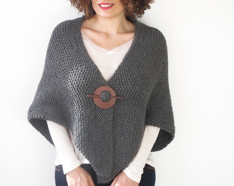 Dark Gray Hand knitted Shawl by Afra image 4