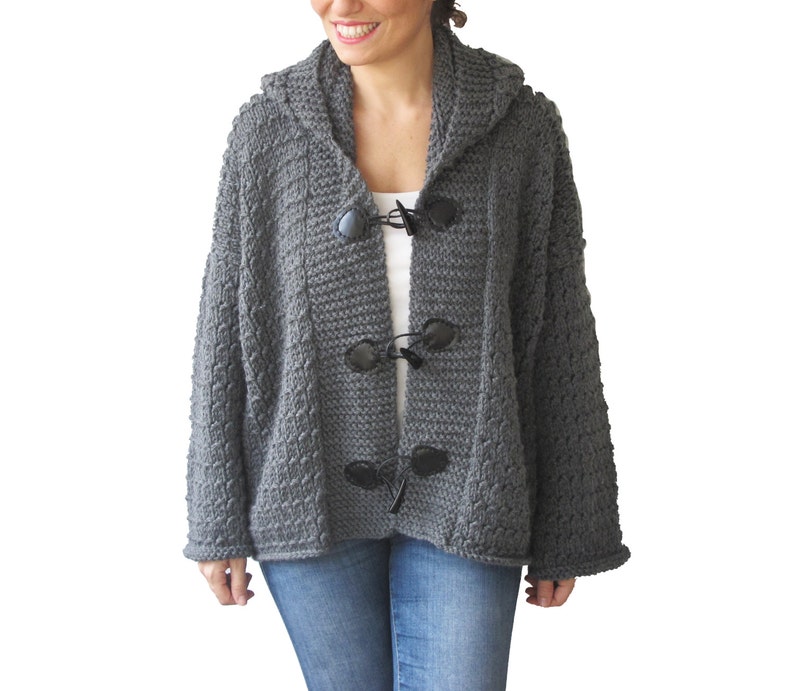 Pink Knitwear Granny Square Jacket Gray Coat Patchwork Jacket Afghan Cardigan Overcoat