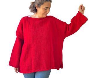 Handmade Plus Size Knit Sweater, XL–5XL, Lightweight Cozy Women Sweater, Comfortable Warm Pullover, Curvy Fashion