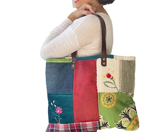 Vintage COACH Leather Patchwork Crossbody Tote Shoulder Handbag