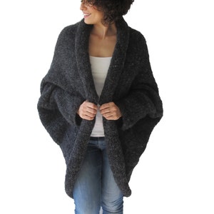 Chunky Dark Gray Casual Cardigan imagem 2