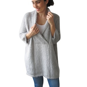Hand Knitted Sweater, Plus Size Jumper, Over Size Sweater, Hand Knit Jumper, Woman Jumper, Slouchy Sweater, Gray Wool Sweater