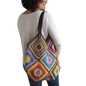Afghan Bag, Granny Square Bag, Tote Bag, Granny Square Crochet Bag, Crochet Bag, Shoulder Bag, Beach Bag, Mama Bag, Mama Staff Bag, Handbag image 3