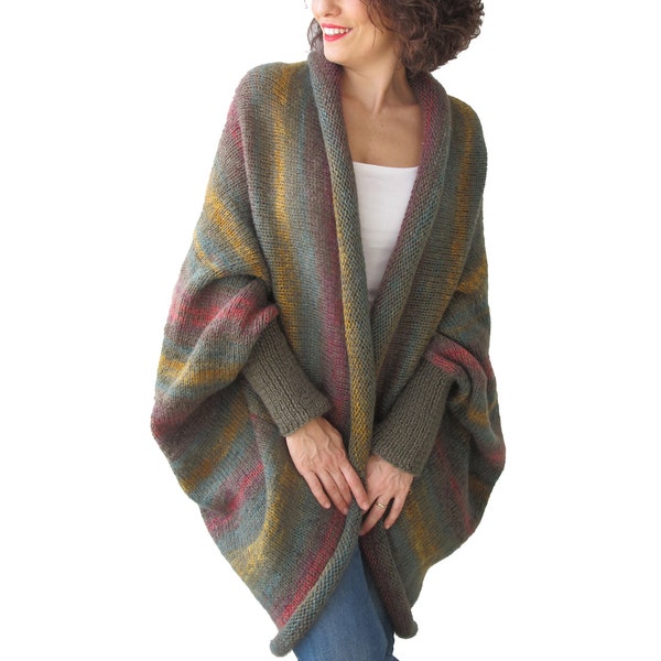 Ombre Wool Cardigan, Open Front Cardigan, Wrap Cardigan, Plus Size Clothing, Oversized Cardigan