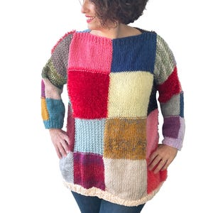 Patchwork Sweater, Wool Woman Sweater, Colorful Sweater, Boho Style, One Of A Kind Sweater