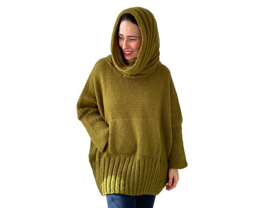 Plus Size Sweater Angora Sweater Knit Sweater Oversize Sweater Accordion Neck Sweater Kangaroo Pocket Etsy UK