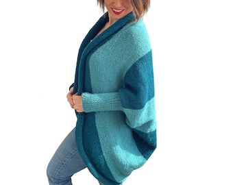 Wolle-Strickjacke, Plus Size-Strickjacke, Open Front-Strickjacke, Wrap-Strickjacke, Plus Size Kleidung, übergroße Strickjacke