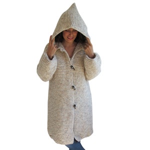 Knit Cardigan, Maxi Cardigan, Casual Cardigan, Hooded Coat, Hooded Knitted Coat, Long Cardigan, Wool Overcoat image 6