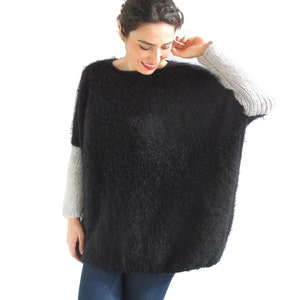 Hand Knit Sweater, Black Sweater, Casual Sweater