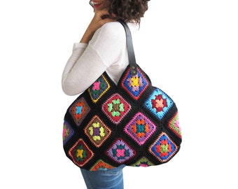 Afghan Bag, Granny Square Bag, Tote Bag, Granny Square Crochet Bag, Crochet Bag, Shoulder Bag, Beach Bag, Mama Bag, Mama Staff Bag, Handbag