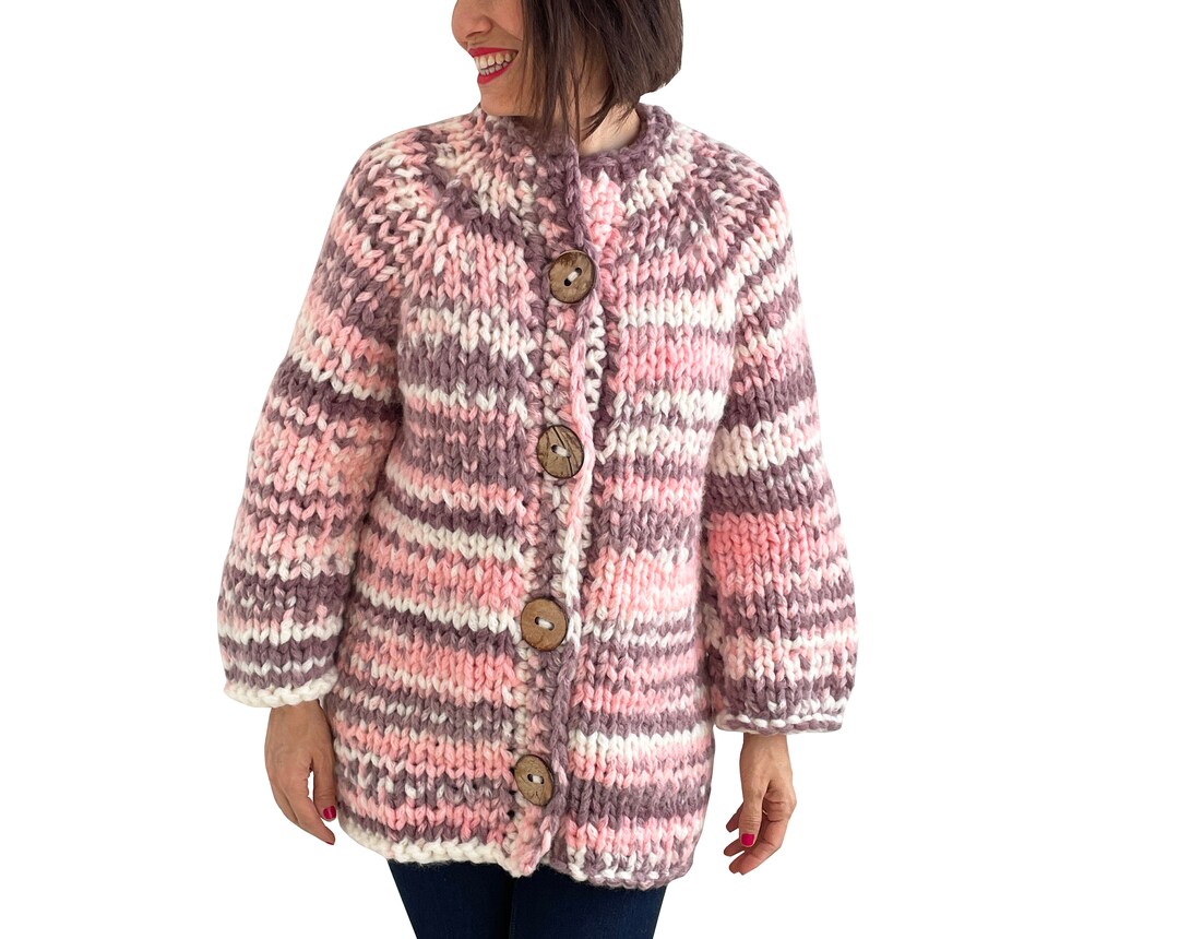 Wool Jacket Knit Jacket Hand Knitted Wool Woman Cardigan Etsy