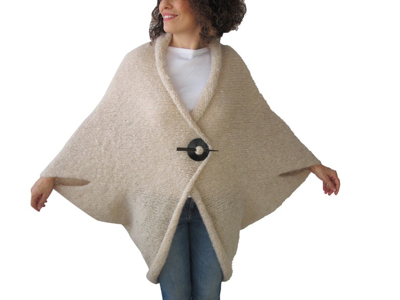 Overcoat Wool Poncho Big Size Poncho Wool Cardigan Oversized Poncho Oversize Poncho Plus Size Cardigan Hand Knit Cardigan