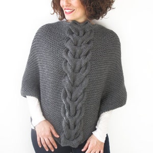 Dark Gray Hand knitted Shawl by Afra image 2