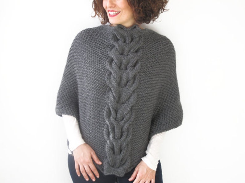 Dark Gray Hand knitted Shawl by Afra image 2