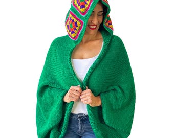 NEW! Handmade Knit and Crochet Cardigan – Lightweight Loose Fit Plus Size Sweater, Knitwear, Stylish Travel Friendly Cardigan XL 2XL 3XL